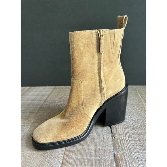 NWOB TORY BURCH Sierra Heeled Ankle Suede Square Toe size 8.5 - Picture 9 of 11